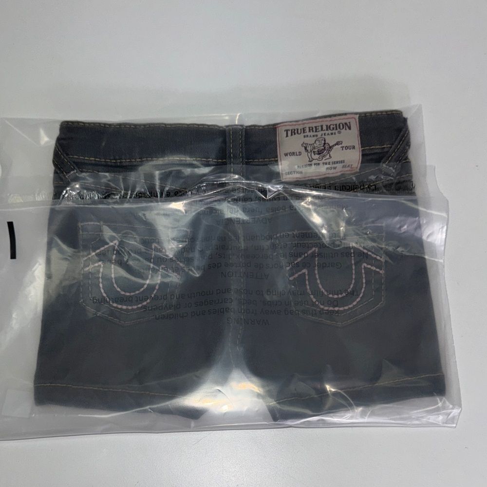 True Religion Black Denim Shorts with Pink Side Stripes Sz 3/6 months girls NWT - Picture 7 of 8